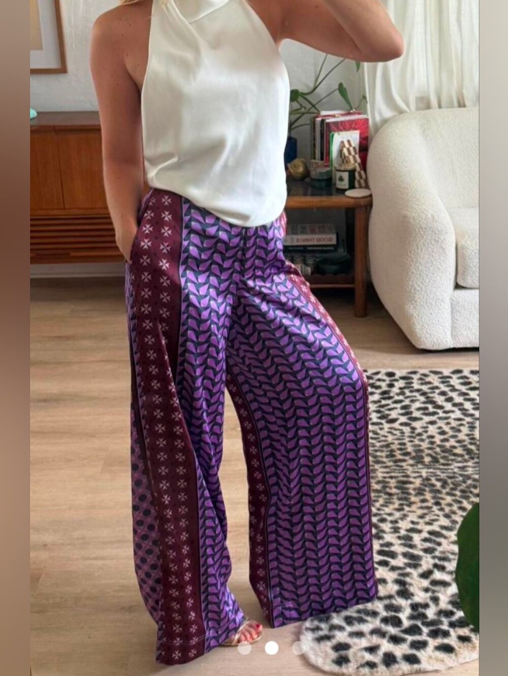 House of Harlow 1960 Purple and Brown Wide Leg Pants
